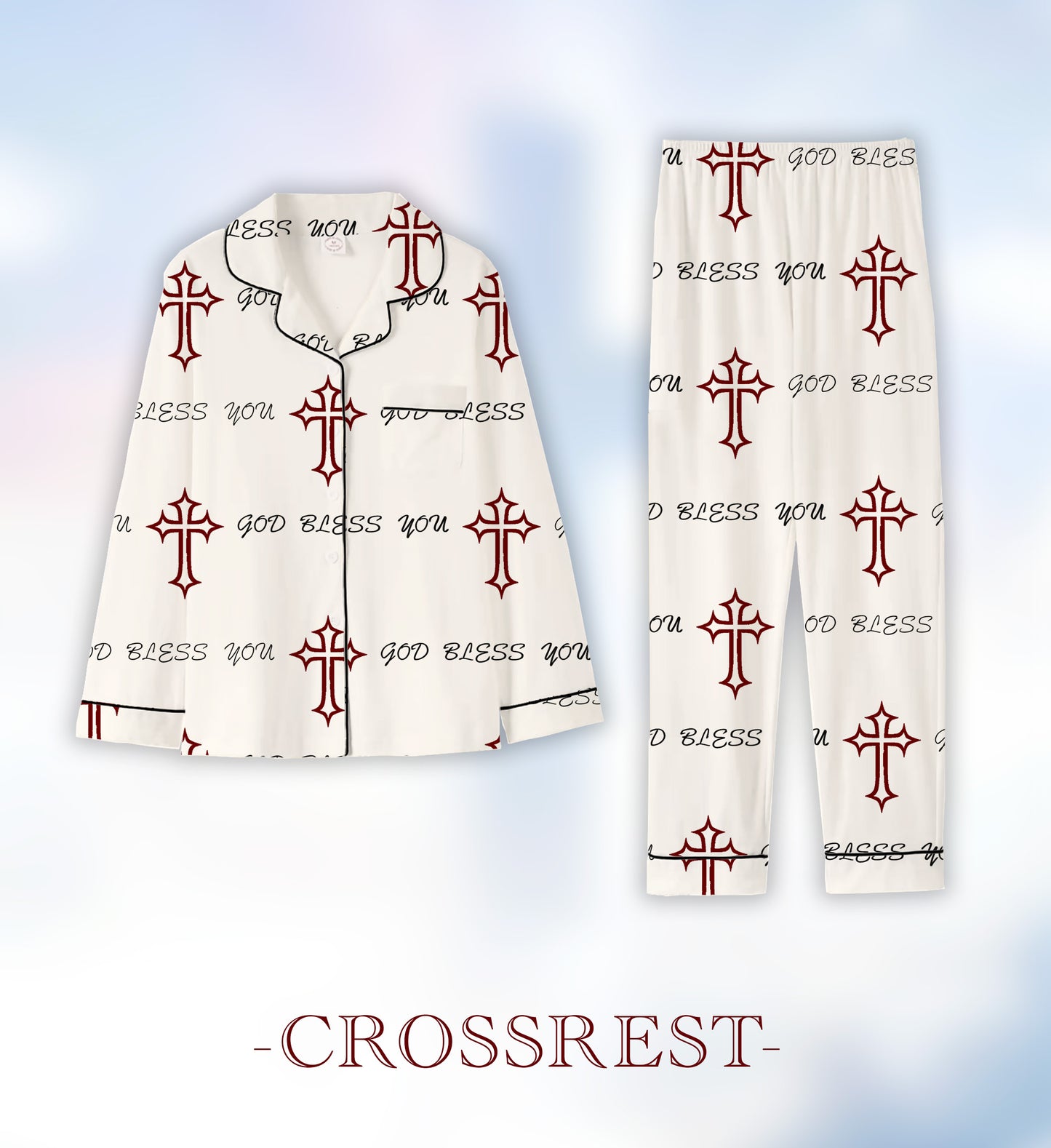 Crossrest God Bless You Cotton Pajama Set