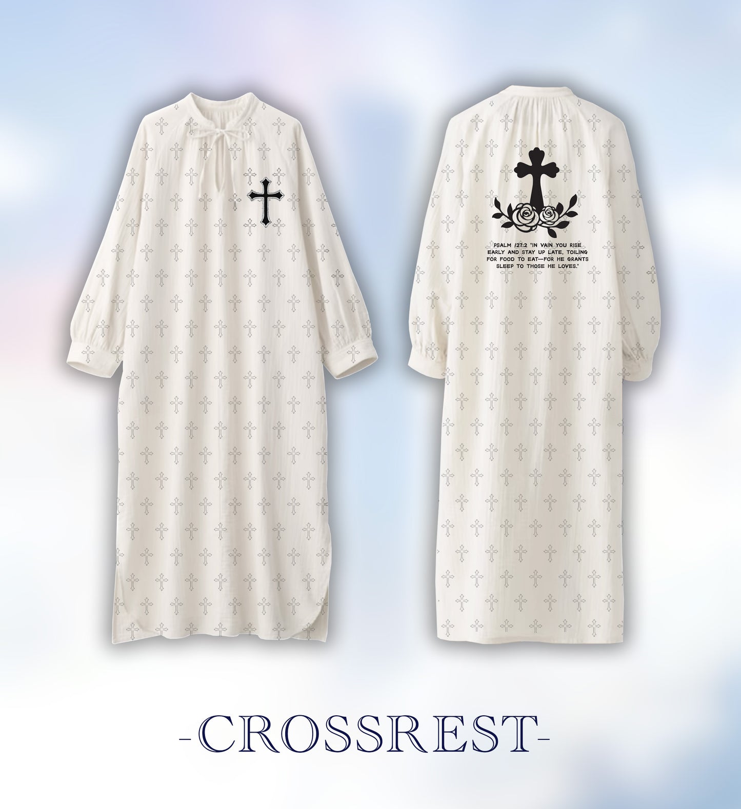 Crossrest White Cotton Pajamas Cross Print