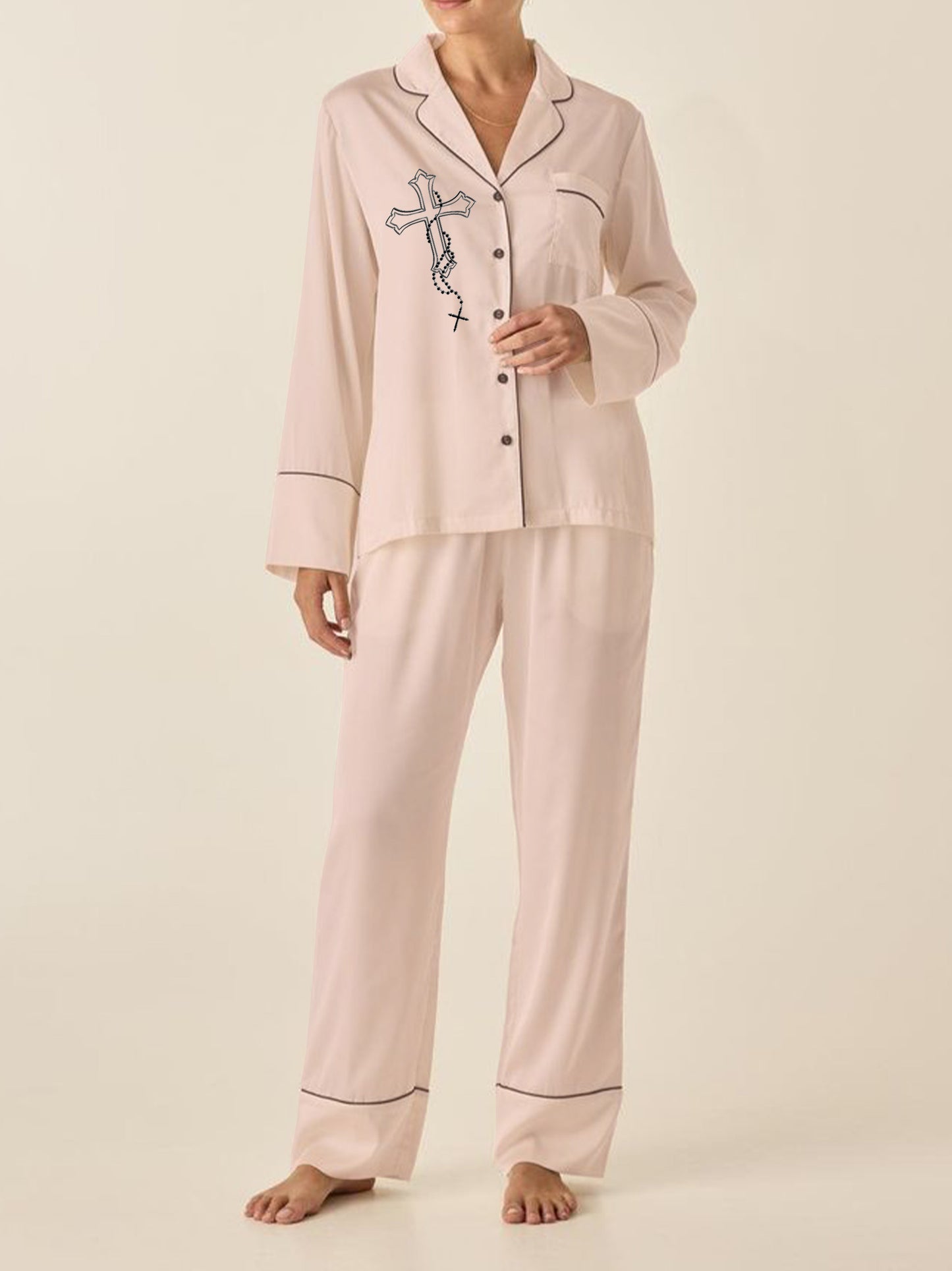 Crossrest Pink Cross Cotton Pajama Set